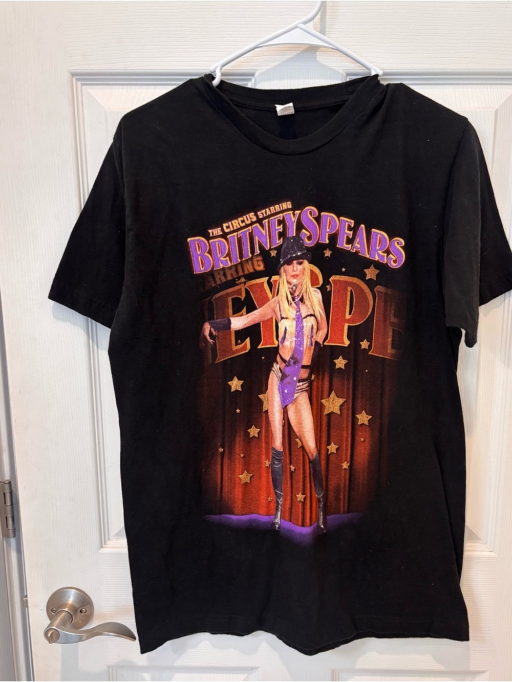 Britney Spears 2009 Circus Tour Graphic Tee - Black with Purple & Gold Print